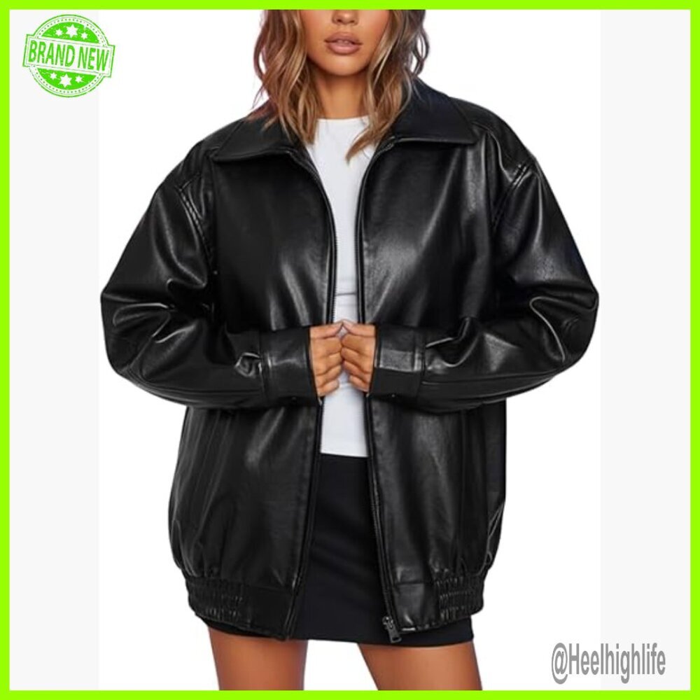 Oversized Lambskin Leather Motorcycle Jacket Plus Size Loose Fit
